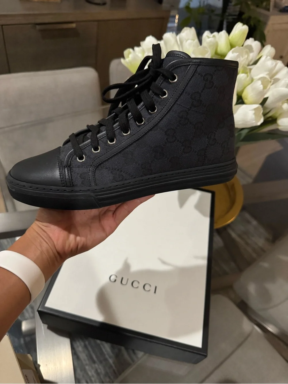 Gucci Black High-Top GG Canvas Sneaker